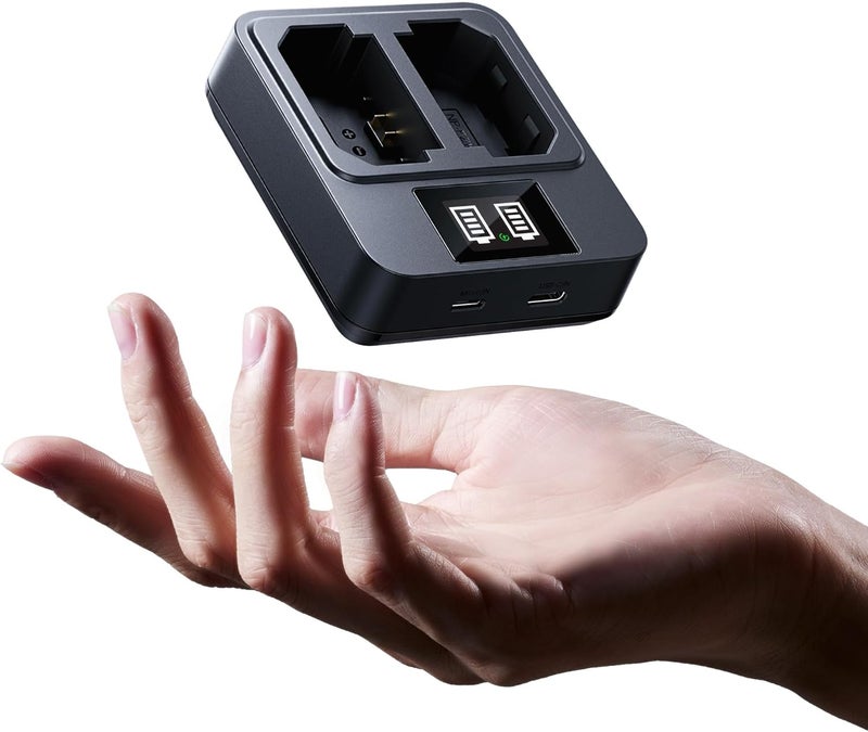 llano 20W NP-FZ100 Fast Battery Charger - Dual Slot for Sony A7III A7IV A6700 FX3 FX30 A7C A7CII A7RV A7RIII A6600 ZV-E1 ZV-E10II A9 A1 FX2 Cameras, USB-C & Micro-USB Inputs,Smart LED Display - Image 1